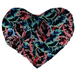 Leaves Pattern Patterns Colorful Large 19  Premium Heart Shape Cushions Back