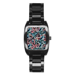 Leaves Pattern Patterns Colorful Stainless Steel Barrel Watch