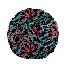 Leaves Pattern Patterns Colorful Standard 15  Premium Flano Round Cushions by Posterlux