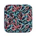 Leaves Pattern Patterns Colorful Square Metal Box (Black) Front