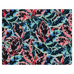 Leaves Pattern Patterns Colorful Premium Plush Fleece Blanket (medium) by Posterlux