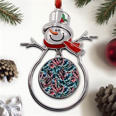 Leaves Pattern Patterns Colorful Metal Snowman Ornament