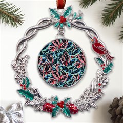 Leaves Pattern Patterns Colorful Metal X mas Wreath Holly Leaf Ornament by Posterlux