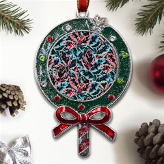 Leaves Pattern Patterns Colorful Metal X mas Lollipop With Crystal Ornament by Posterlux