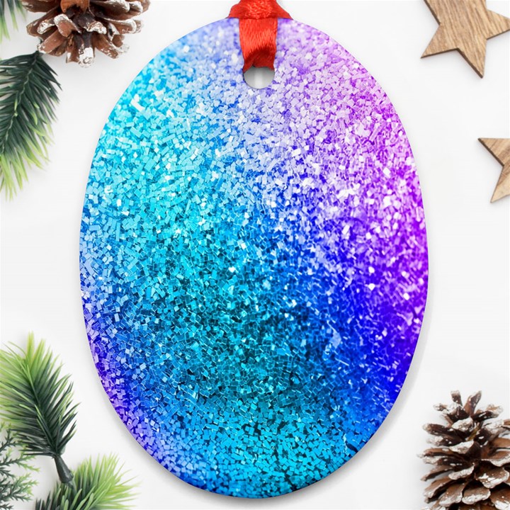 Rainbow Colors Colorful Pattern Ornament (Oval)