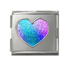 Rainbow Colors Colorful Pattern Mega Link Heart Italian Charm (18mm)