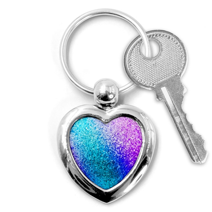 Rainbow Colors Colorful Pattern Key Chain (Heart)