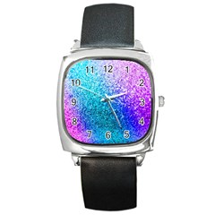 Rainbow Colors Colorful Pattern Square Metal Watch