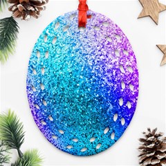 Rainbow Colors Colorful Pattern Ornament (oval Filigree)