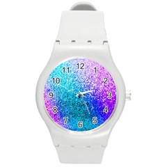 Rainbow Colors Colorful Pattern Round Plastic Sport Watch (m)