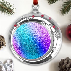 Rainbow Colors Colorful Pattern Metal Snowflake Red Crystal Round Ornament