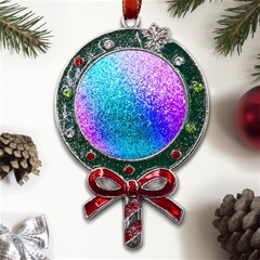 Rainbow Colors Colorful Pattern Metal X mas Lollipop With Crystal Ornament