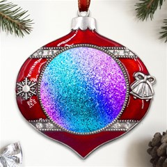 Rainbow Colors Colorful Pattern Metal Snowflake And Bell Red Ornament by Posterlux