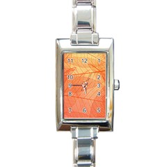 Abstract Texture Of Colorful Bright Pattern Of Transparent Leaves Of Orange And Yellow Color Rectangle Italian Charm Watch