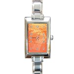 Abstract Texture Of Colorful Bright Pattern Of Transparent Leaves Of Orange And Yellow Color Rectangle Italian Charm Watch Front