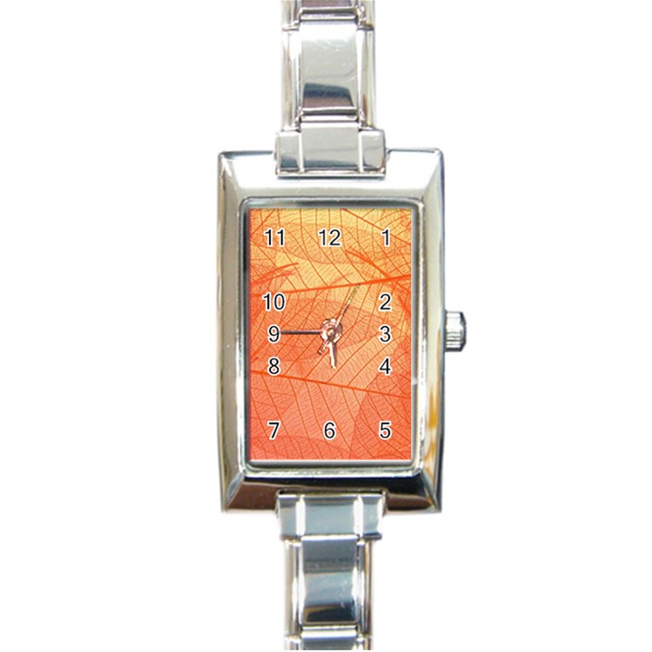 Abstract Texture Of Colorful Bright Pattern Of Transparent Leaves Of Orange And Yellow Color Rectangle Italian Charm Watch