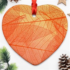 Abstract Texture Of Colorful Bright Pattern Of Transparent Leaves Of Orange And Yellow Color Ornament (heart) by Posterlux