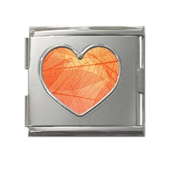 Abstract Texture Of Colorful Bright Pattern Of Transparent Leaves Of Orange And Yellow Color Mega Link Heart Italian Charm (18mm)