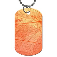 Abstract Texture Of Colorful Bright Pattern Of Transparent Leaves Of Orange And Yellow Color Dog Tag (one Side) by Posterlux