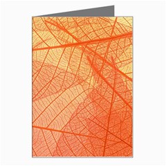 Abstract Texture Of Colorful Bright Pattern Of Transparent Leaves Of Orange And Yellow Color Greeting Card by Posterlux