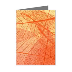 Abstract Texture Of Colorful Bright Pattern Of Transparent Leaves Of Orange And Yellow Color Mini Greeting Card