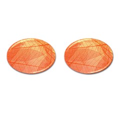 Abstract Texture Of Colorful Bright Pattern Of Transparent Leaves Of Orange And Yellow Color Cufflinks (oval)