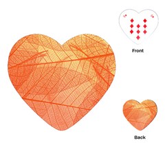 Abstract Texture Of Colorful Bright Pattern Of Transparent Leaves Of Orange And Yellow Color Playing Cards Single Design (heart)