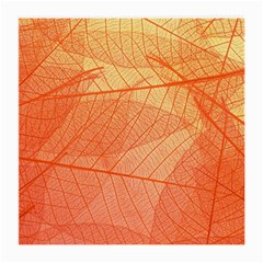 Abstract Texture Of Colorful Bright Pattern Of Transparent Leaves Of Orange And Yellow Color Medium Glasses Cloth