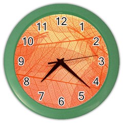 Abstract Texture Of Colorful Bright Pattern Of Transparent Leaves Of Orange And Yellow Color Color Wall Clock