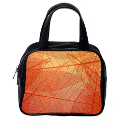 Abstract Texture Of Colorful Bright Pattern Of Transparent Leaves Of Orange And Yellow Color Classic Handbag (one Side)