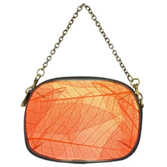 Abstract Texture Of Colorful Bright Pattern Of Transparent Leaves Of Orange And Yellow Color Chain Purse (one Side)