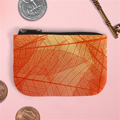 Abstract Texture Of Colorful Bright Pattern Of Transparent Leaves Of Orange And Yellow Color Mini Coin Purse