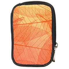 Abstract Texture Of Colorful Bright Pattern Of Transparent Leaves Of Orange And Yellow Color Compact Camera Leather Case