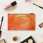 Abstract Texture Of Colorful Bright Pattern Of Transparent Leaves Of Orange And Yellow Color Cosmetic Bag (Small) Back