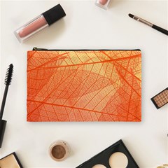 Abstract Texture Of Colorful Bright Pattern Of Transparent Leaves Of Orange And Yellow Color Cosmetic Bag (medium)