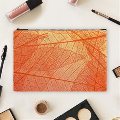 Abstract Texture Of Colorful Bright Pattern Of Transparent Leaves Of Orange And Yellow Color Cosmetic Bag (large)