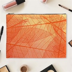 Abstract Texture Of Colorful Bright Pattern Of Transparent Leaves Of Orange And Yellow Color Cosmetic Bag (xl)