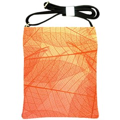 Abstract Texture Of Colorful Bright Pattern Of Transparent Leaves Of Orange And Yellow Color Shoulder Sling Bag