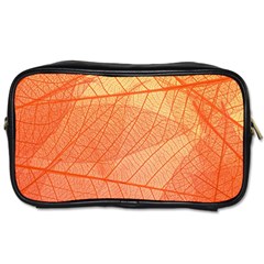 Abstract Texture Of Colorful Bright Pattern Of Transparent Leaves Of Orange And Yellow Color Toiletries Bag (one Side) by Posterlux