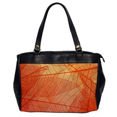 Abstract Texture Of Colorful Bright Pattern Of Transparent Leaves Of Orange And Yellow Color Oversize Office Handbag