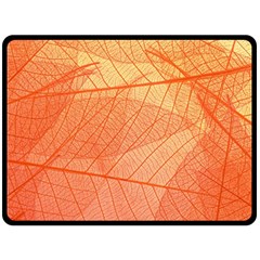 Abstract Texture Of Colorful Bright Pattern Of Transparent Leaves Of Orange And Yellow Color Fleece Blanket (large)