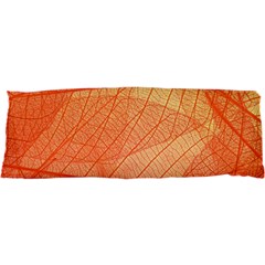 Abstract Texture Of Colorful Bright Pattern Of Transparent Leaves Of Orange And Yellow Color 17 x47  Body Pillow Case Dakimakura (two Sides)