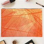 Abstract Texture Of Colorful Bright Pattern Of Transparent Leaves Of Orange And Yellow Color Cosmetic Bag (XXL) Front