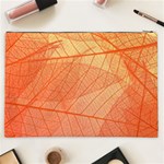 Abstract Texture Of Colorful Bright Pattern Of Transparent Leaves Of Orange And Yellow Color Cosmetic Bag (XXL) Back