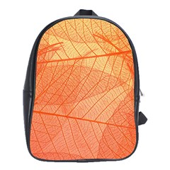 Abstract Texture Of Colorful Bright Pattern Of Transparent Leaves Of Orange And Yellow Color School Bag (xl)