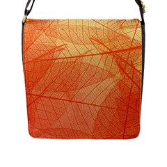 Abstract Texture Of Colorful Bright Pattern Of Transparent Leaves Of Orange And Yellow Color Flap Closure Messenger Bag (l)