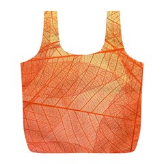 Abstract Texture Of Colorful Bright Pattern Of Transparent Leaves Of Orange And Yellow Color Full Print Recycle Bag (l)