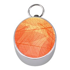 Abstract Texture Of Colorful Bright Pattern Of Transparent Leaves Of Orange And Yellow Color Mini Silver Compasses