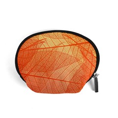 Abstract Texture Of Colorful Bright Pattern Of Transparent Leaves Of Orange And Yellow Color Accessory Pouch (small)