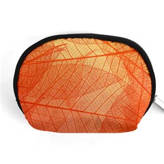 Abstract Texture Of Colorful Bright Pattern Of Transparent Leaves Of Orange And Yellow Color Accessory Pouch (medium)